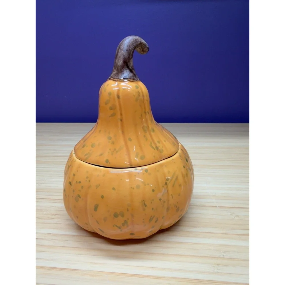 Williams Sonoma B Eigen 2008 Orange Gourd Lidded Soup Bowl Fall Decor